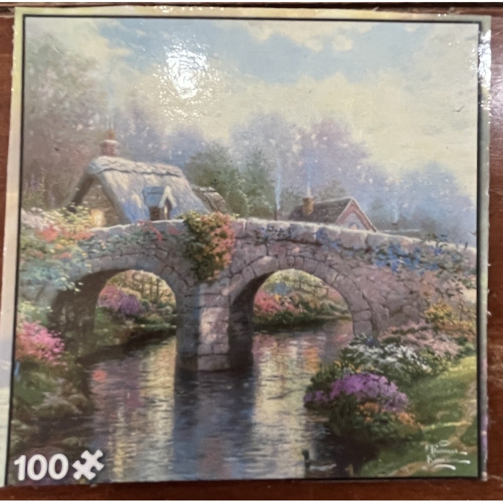 Thomas Kinkade Painter Of Light "Blossom Bridge" 100 Piece Puzzle